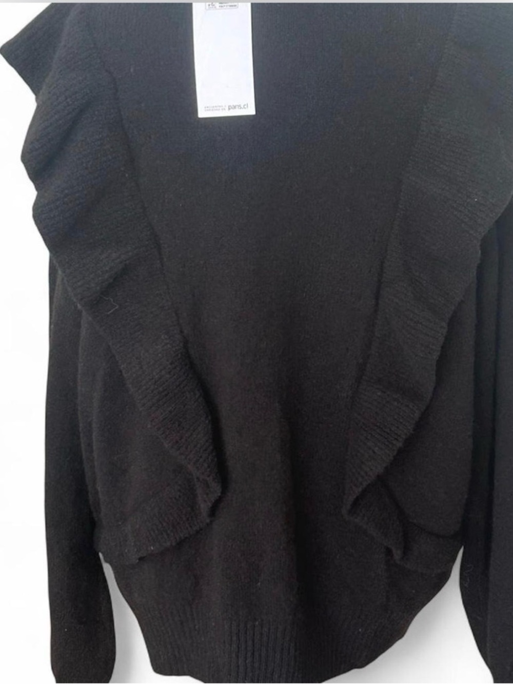 Black Ruffle Detail Women's Sweater - Picture 3 of 3